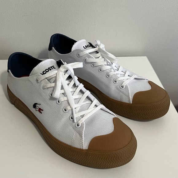 Lacoste White Men’s Sneakers with Brown Accents - Picture 1 of 5
